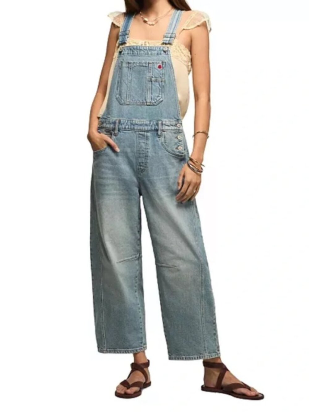 Lucky Brand Barrel Leg Overalls in Stay Out Wash Size XXL NWT